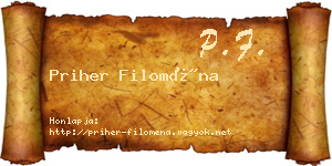 Priher Filoména névjegykártya